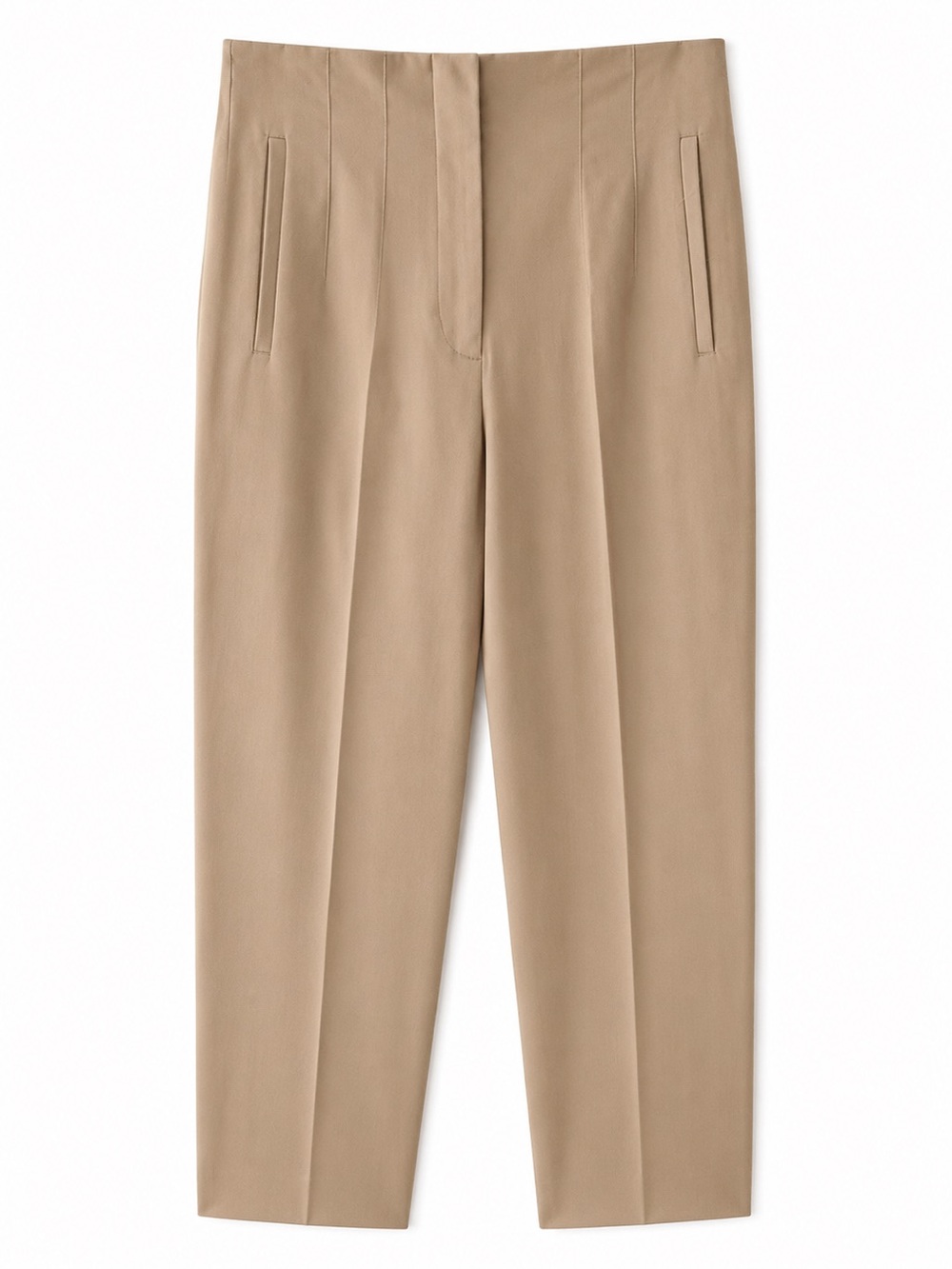 Zara Camel Tan High Waisted Tapered Dress Pants Pleated Ankle Trousers S